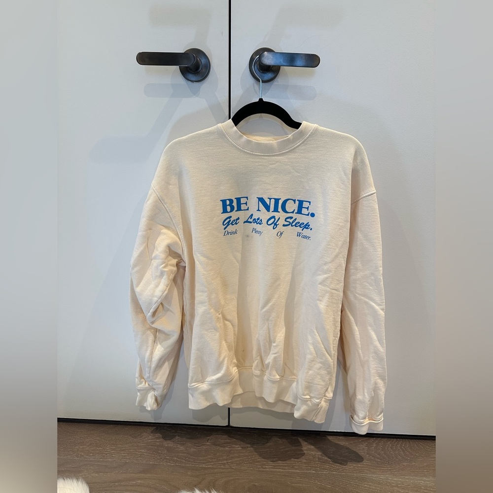 Sporty & Rich Cream Sweater with Blue Text